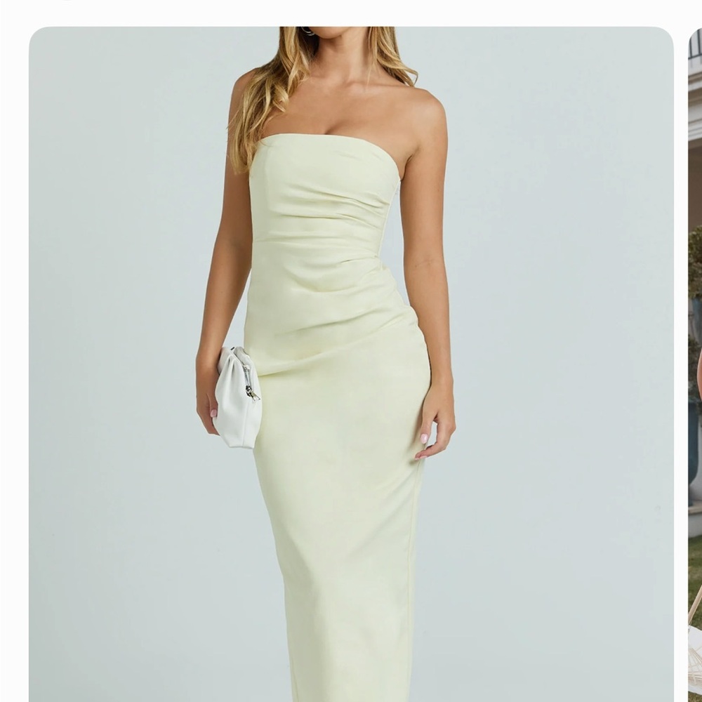 Showpo Strapless Maxi Dress in Pale Lemon